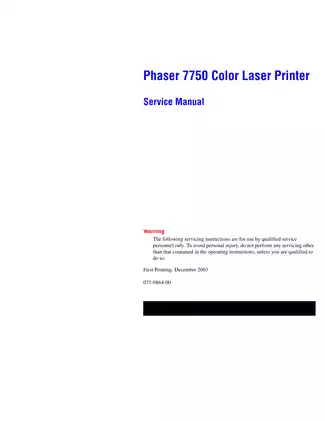 Xerox Phaser 7750 Color Laser Printer Service Manual Preview image 3