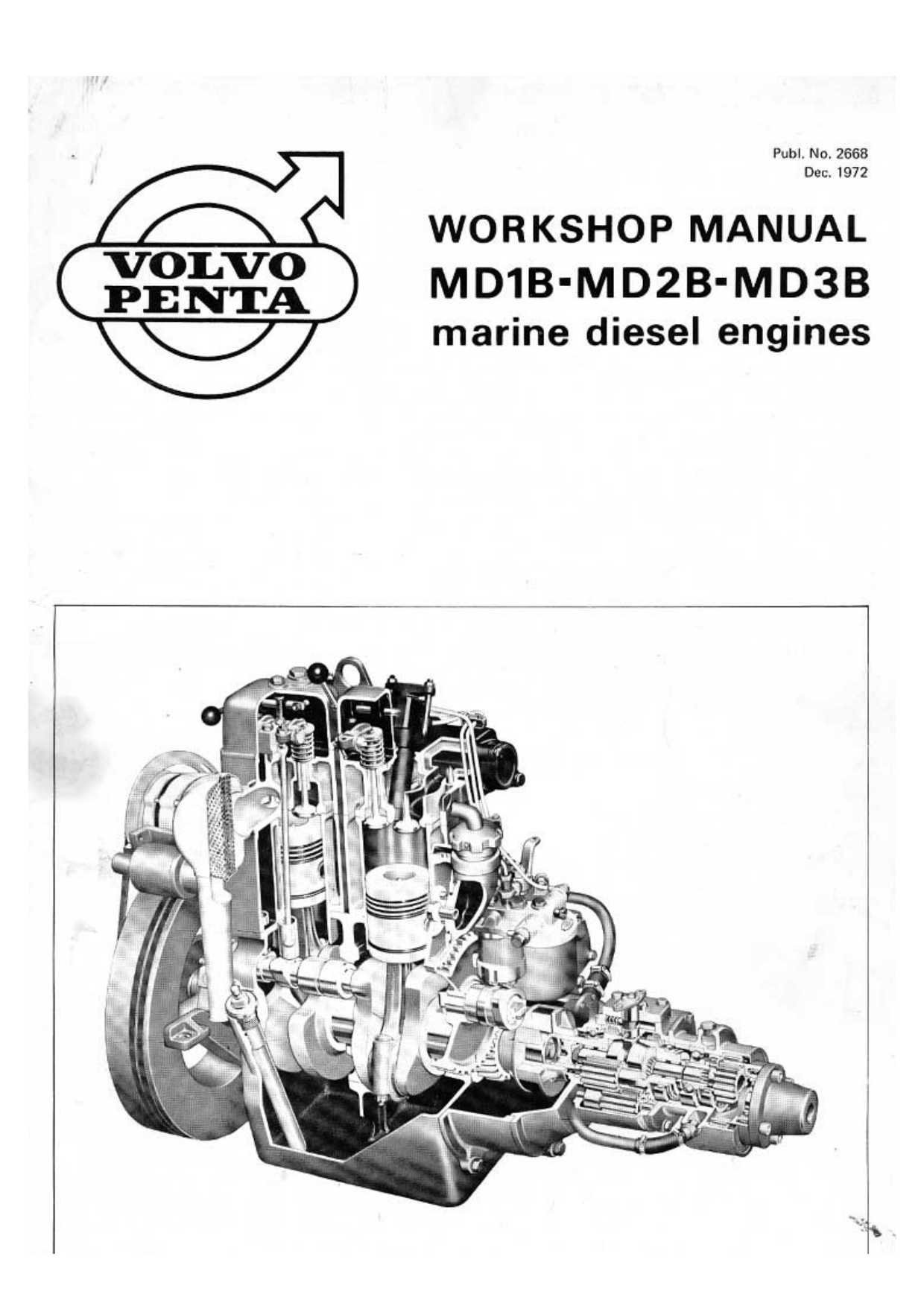 Volvo Penta MD1B, MD2B, MD3B marine diesel engine workshop manual Preview image 1