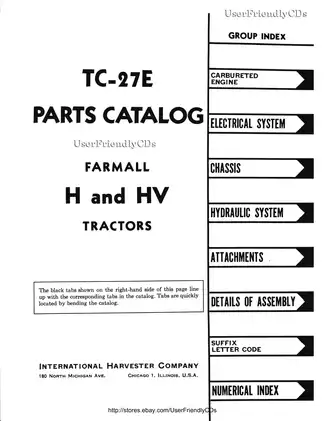 McCormick Farmall H & HV Tractors Parts Catalog (TC-27D) Preview image 3