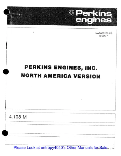 Preview: Perkins 4.108M, 4.107M, & 4.99M 1980–1981 Parts Manual (P/N NAP000265)