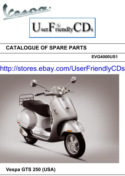 Preview: Vespa GTS 250 IE USA Parts Catalog (P/N 633659)