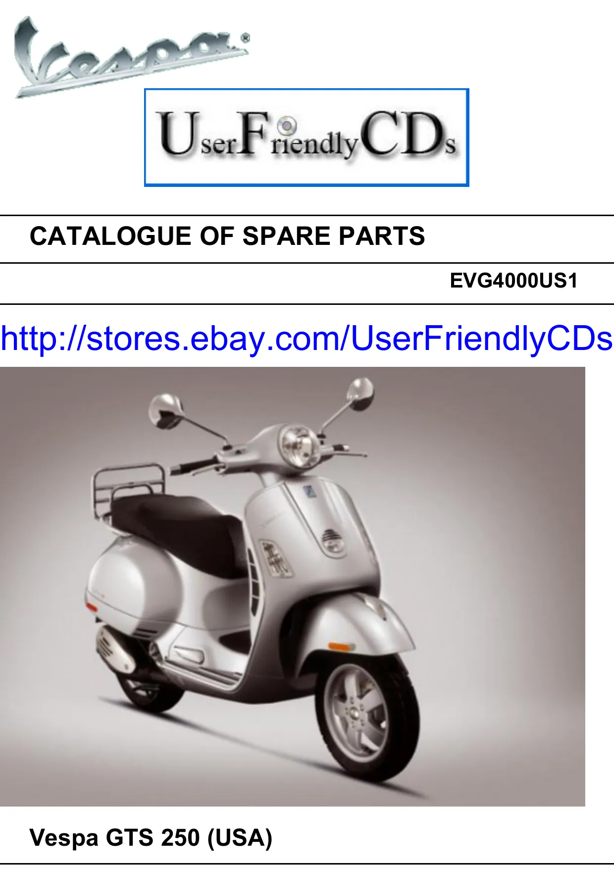 Vespa GTS 250 IE scooter parts catalog