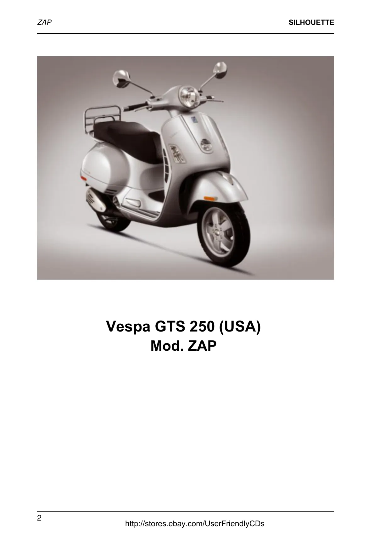 Vespa GTS 250 IE scooter parts catalog Preview image 2