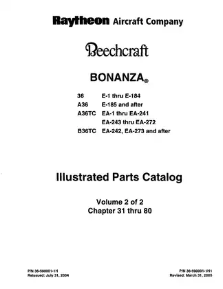 Raytheon Aircraft Bonanza 36, A36, A36TC & B36TC Illustrated Parts Catalog | Comprehensive Guide for Maintenance and Repairs Preview image 2