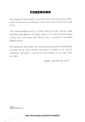 Comprehensive Honda ST50-CT70 Manual: Service and Repair Guide Preview image 2