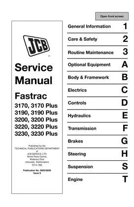 JCB 3170, 3170 Plus, 3190, 3190 Plus, 3200, 3200 Plus, 3220, 3220 Plus, 3230, 3230 Plus fastrac manual Preview image 1