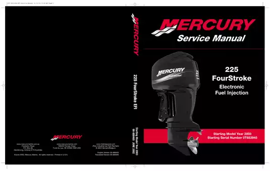 Mercury 225 FourStroke EFI Service Manual (2003 Onwards) - Comprehensive Guide to Maintenance and Repair