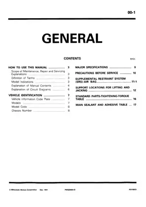 1991-1995 Mitsubishi Sigma repair and service manual Preview image 1
