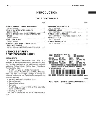 2002 Dodge RAM 1500 shop manual Preview image 2