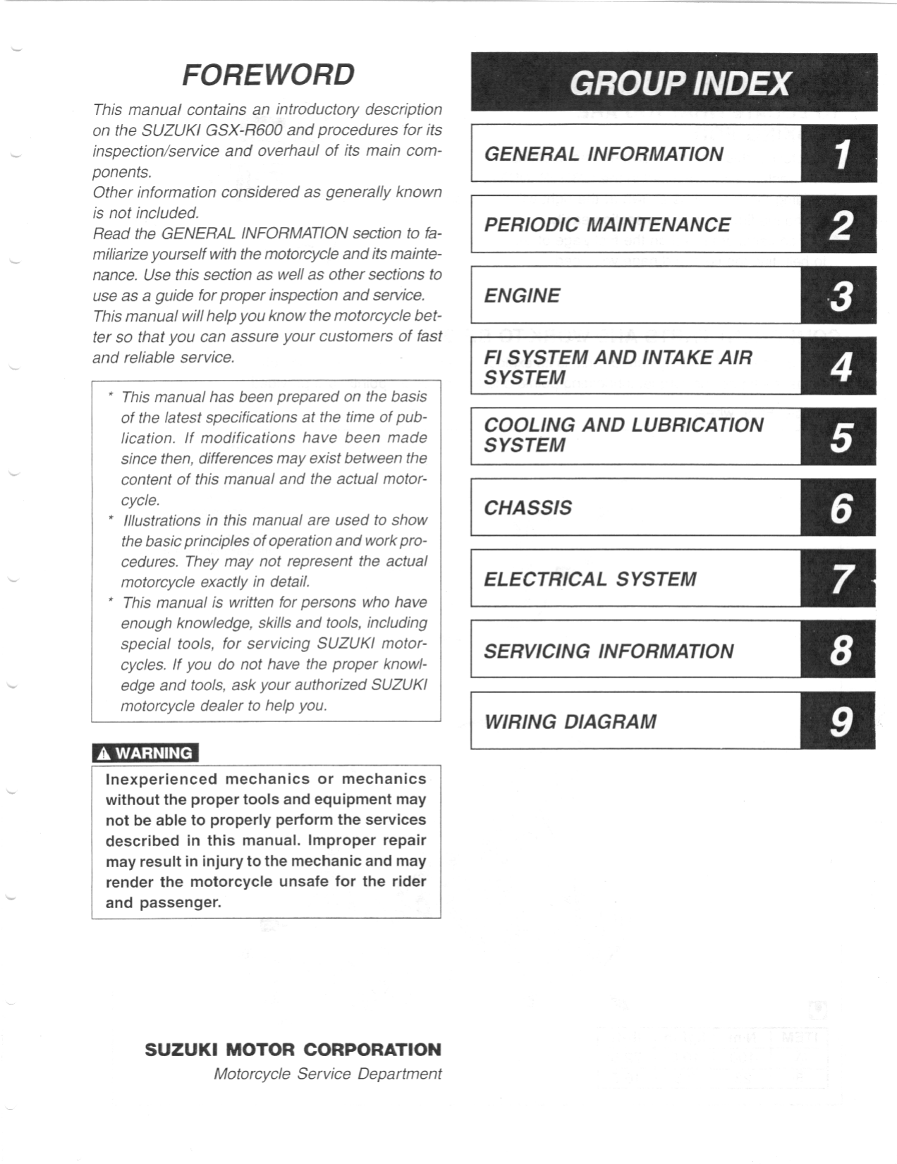 2001-2002 Suzuki GSX-R 600 service manual Preview image 2