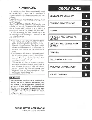 2001-2002 Suzuki GSX-R 600 service manual Preview image 2