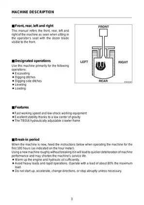 Takeuchi TB014, TB016 compact excavator operators manual Preview image 5