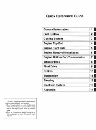 Kawasaki KX125/KX250 Motorcycle Service Manual & Quick Reference Guide Preview image 3