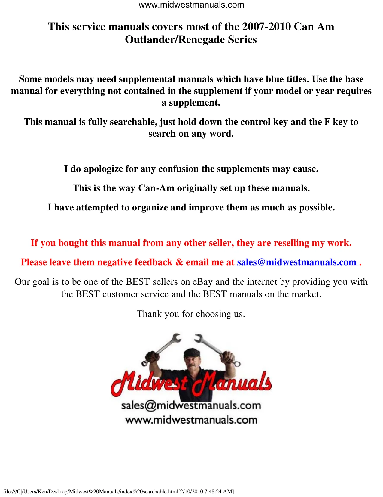 2008 Can-Am Outlander/Renegade Service Manual: Complete Guide for Models 500, 650, 800, and More
