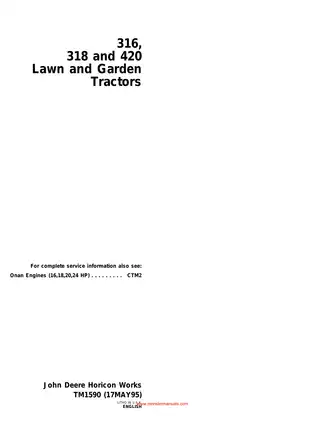 John Deere 316, 318, 420 lawn and garden tractor service manual Preview image 1