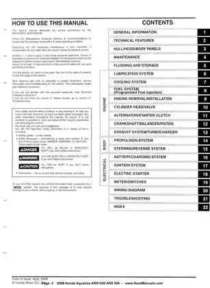 2008 Honda Aquatrax ARX1500 ARX 500 Service Manual: Comprehensive Maintenance and Repair Guide Preview image 2