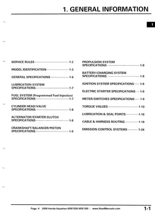 2008 Honda Aquatrax F-15X, ARX1500T3/T3D PWC service manual Preview image 4