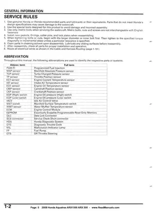 2008 Honda Aquatrax ARX1500 ARX 500 Service Manual: Comprehensive Maintenance and Repair Guide Preview image 5