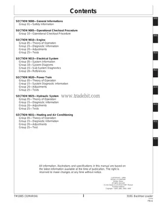 1998-2001 John Deere 310G backhoe loader tractor operation and test technical manual Preview image 5