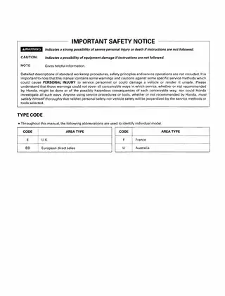 Honda VTR1000SP Service Manual - Comprehensive Maintenance Guide Preview image 1