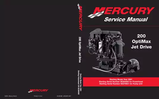 Mercury Mariner 200 hp Optimax Jet Drive service manual Preview image 1