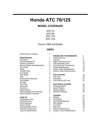 1985-1987 Honda ATC 70, ATC 90, ATC 125, ATC 110 repair and service manual Preview image 1