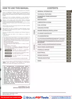 Honda TRX450R Service Manual (2004-2005) Preview image 2