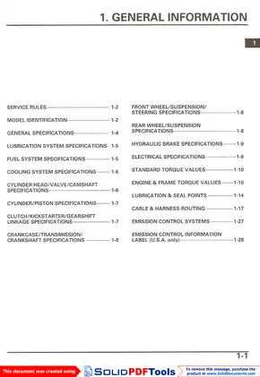 Honda TRX450R Service Manual (2004-2005) Preview image 4