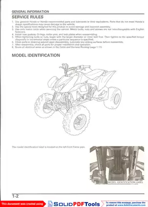 2004-2005 Honda TRX450R ATV service manual Preview image 5