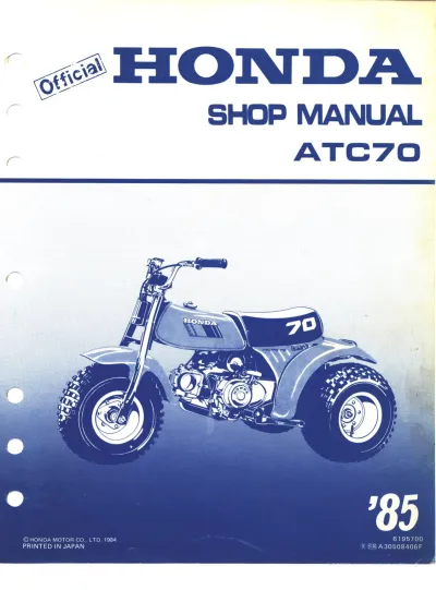 Preview: 1985 Honda ATC70 Three-Wheeler Shop Manual (P/N 6195700)