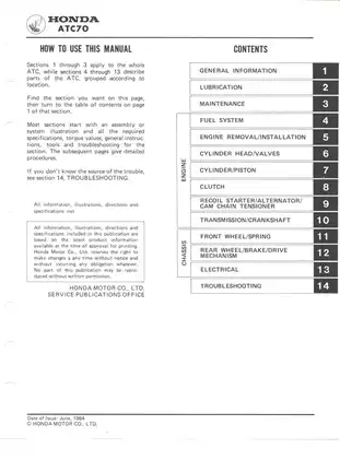 Honda ATC70 Owner's Manual: Complete Vehicle Service Guide (1984) Preview image 3