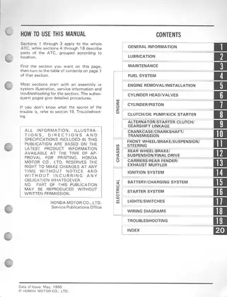 1985-1987 Honda ATC250ES service manual Preview image 3