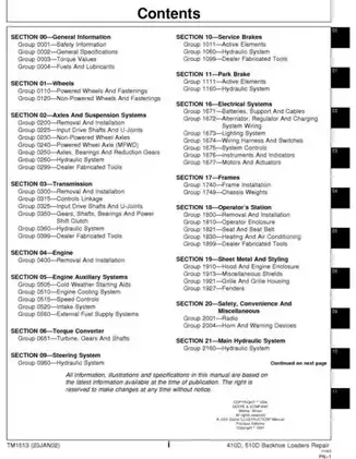 1997-2001 John Deere 410D, 510D backhoe loader tractor series map: 410E technical repair manual Preview image 2