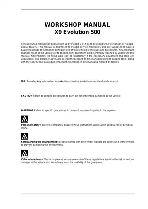 Piaggio X9 Evolution 500 Workshop Manual - Comprehensive Guide to Maintenance and Repairs Preview image 3