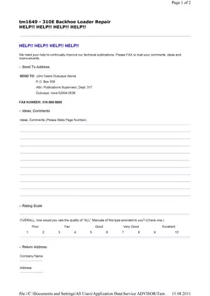 Comprehensive Repair Manual for John Deere 310E Backhoe Loader Preview image 5