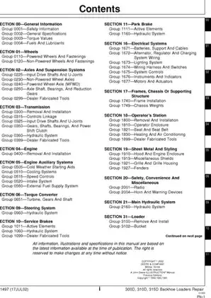 John Deere 300D, 310D, 315D backhoe loaders technical repair manual Preview image 2