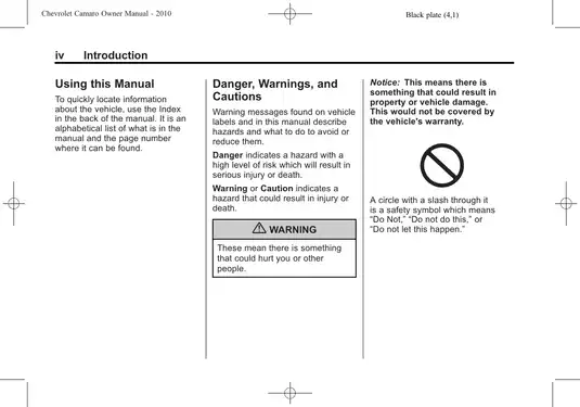 2010-2011 Chevrolet Camaro owners manual Preview image 4