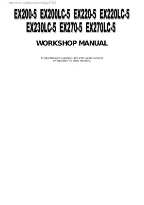 Hitachi EX200-5, EX200LC-5, EX220-5, EX220LC-5 hydraulic excavator workshop manual