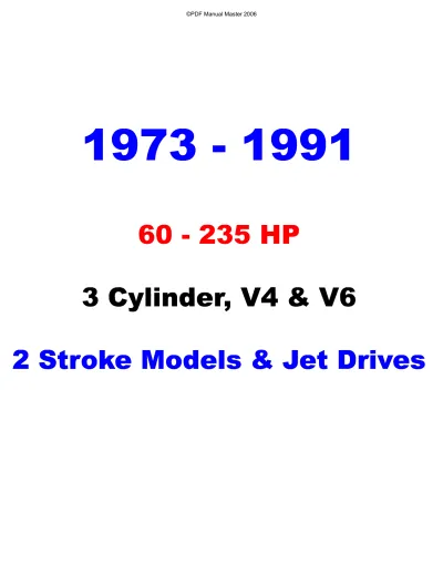 Preview: 1973–1991 Johnson Evinrude 60–235HP Outboard Motor V4 & V6 Series Factory Service Manual