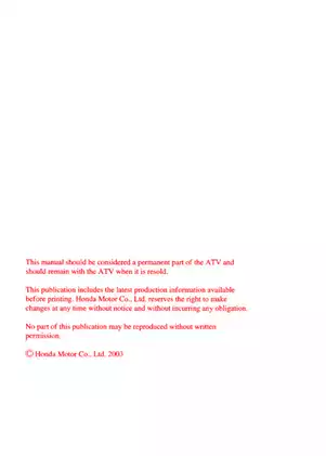 Honda TRX250TE FourTrax Recon ES Owner's Manual - Ultimate Guide for ATV Maintenance and Safety Preview image 2