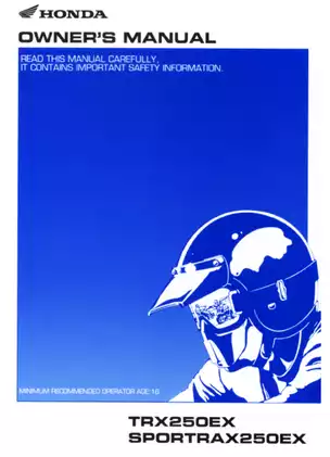 Honda TRX250EX Sportrax Owner's Manual - Comprehensive Guide for 2005 Model
