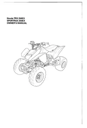 Honda TRX250EX Sportrax Owner's Manual - Comprehensive Guide for 2005 Model Preview image 3