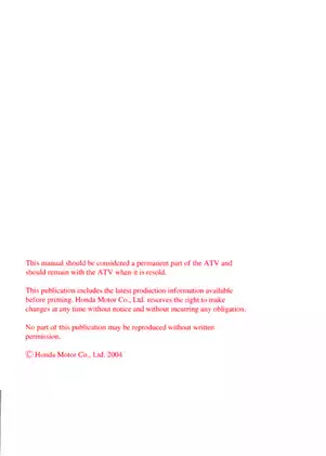 Honda TRX350FM FourTrax 350 4x4 Owner's Manual Preview image 2