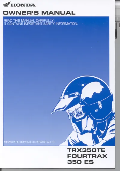 Preview: 2000–2006 Honda TRX350TE Fourtrax 350 ES Owner's Manual P/N 31HN4640