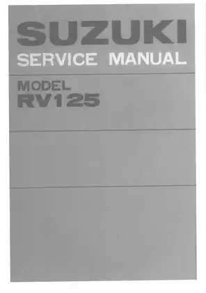 Suzuki RV125 Motorcycle Maintenance and Service Manual