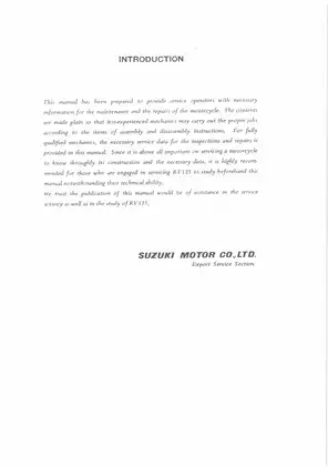Suzuki RV125 Motorcycle Maintenance and Service Manual Preview image 3