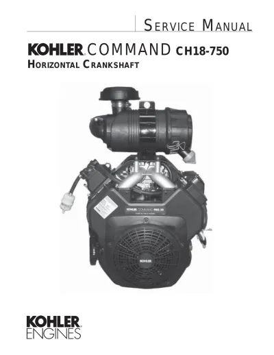 Preview: Kohler CH18, CH20, CH22, CH23, CH25, CH26, and CH730–750 Variants Command Horizontal Engine 1991–2007 Service Manual (P/N TP-2428-C)