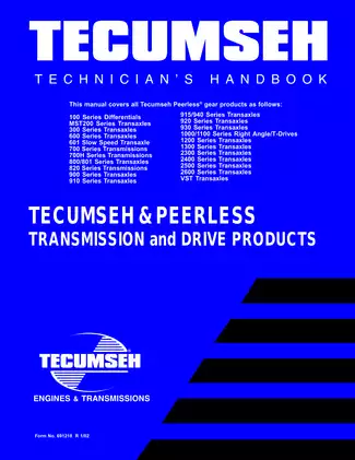 Tecumseh Peerless Technician's Handbook for Gear Products - Comprehensive Service Guide