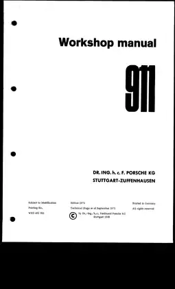 1972-1983 Porsche 911 T, S, SC & Carrera, 2.4L F6 ; 3.0L F6 workshop manual