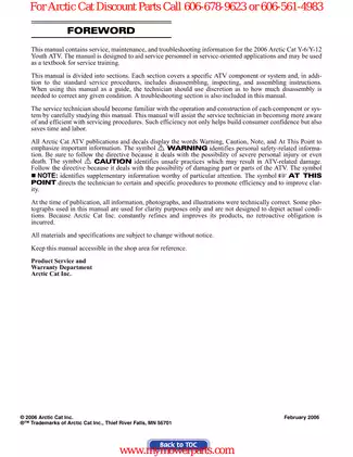2006 Arctic Cat Y-6/Y-12 Youth ATV Service Manual